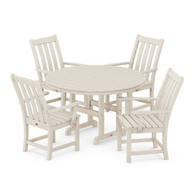 Vineyard Five-Piece Round Arm Chair Dining Set - Sand