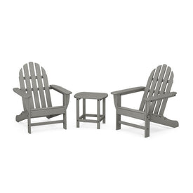 Classic Adirondack Three-Piece Set with South Beach 18" Side Table - Slate Gray