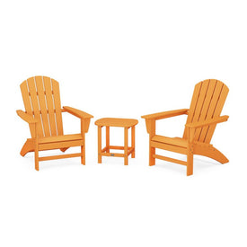 Modern Three-Piece Adirondack Set with Long Island 18" Side Table - Tangerine
