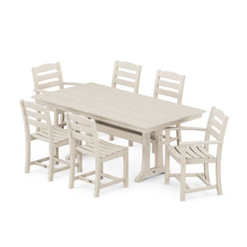 La Casa Cafe Seven-Piece Farmhouse Trestle Dining Set - Sand