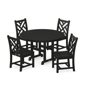 Chippendale Five-Piece Round Side Chair Dining Set - Black