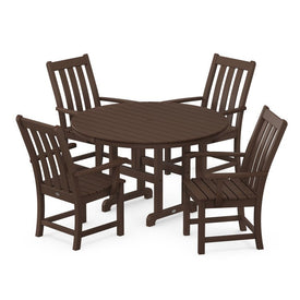Vineyard Five-Piece Round Arm Chair Dining Set - Mahogany