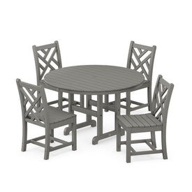 Chippendale Five-Piece Round Side Chair Dining Set - Slate Gray