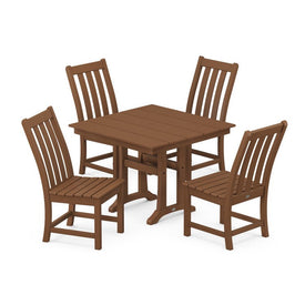 Vineyard Five-Piece Farmhouse Trestle Side Chair Dining Set - Teak