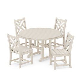 Chippendale Five-Piece Round Side Chair Dining Set - Sand