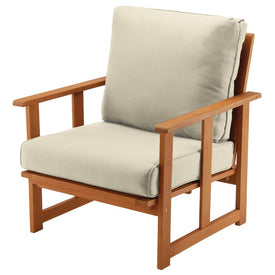 Eucalyptus Grandis Wood Cushioned Club Chair - Beige