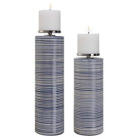 Montauk Ceramic Candle Holders Set of 2