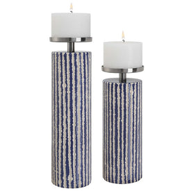 Havana Blue Candle Holders Set of 2