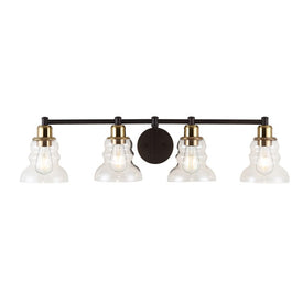 Manhattan Four-Light LED Bathroom Vanity Fixture - Brass Gold and Oil Rubbed Bronze