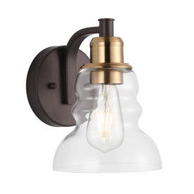 Manhattan Single-Light LED Bathroom Wall Sconce - Brass Gold and Oil Rubbed Bronze