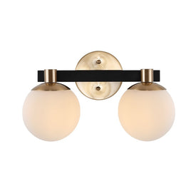 Modernist Globe Two-Light LED Bathroom Vanity Fixture - Brass Gold and Black