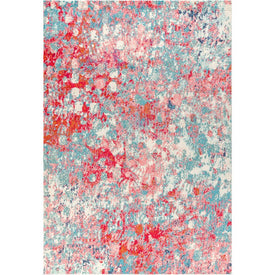 Contemporary POP Modern Abstract 60"L x 36"W Area Rug - Blue/Red