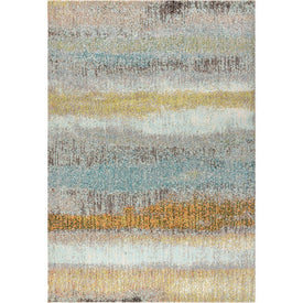 Contemporary POP Modern Abstract Vintage 120"L x 93"W Area Rug - Cream/Yellow