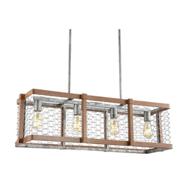Gaines Four-Light LED Linear Pendant - Brown and Silver