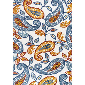 Julien Paisley High-Low 91"L x 63"W Indoor/Outdoor Area Rug - Orange/Blue