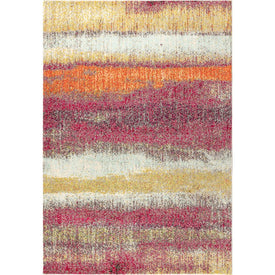 Contemporary POP Modern Abstract Vintage 72"L x 48"W Area Rug - Cream/Pink