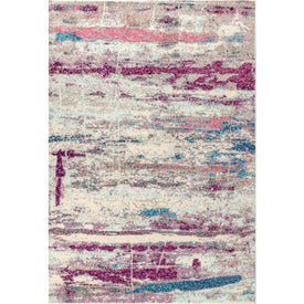 Contemporary POP Modern Abstract Brushstroke 72"L x 48"W Area Rug - Cream/Pink