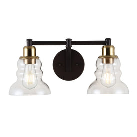 Manhattan Two-Light LED Bathroom Vanity Fixture - Brass Gold and Oil Rubbed Bronze