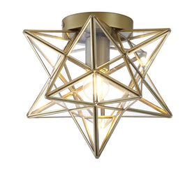 Stella Moravian Star Single-Light Flush Mount Ceiling Fixture - Gold