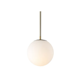 Bleecker Single-Light Globe Pendant - White and Brass Gold