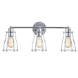 Evelyn Three-Light Bathroom Vanity Fixture - Chrome