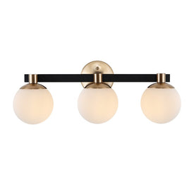 Modernist Globe Three-Light LED Bathroom Vanity Fixture - Brass Gold and Black
