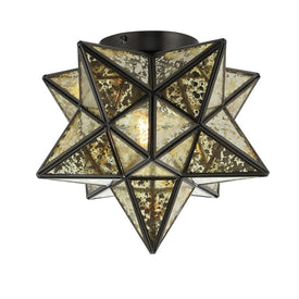 Stella Moravian Star Single-Light Flush Mount Ceiling Fixture - Oil Rubbed Bronze