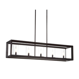 Anna Five-Light LED Linear Pendant - Oil Rubbed Bronze and Clear