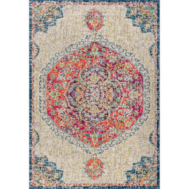 Bohemian Flair Boho Vintage Medallion 60"L x 36"W Area Rug - Cream/Orange