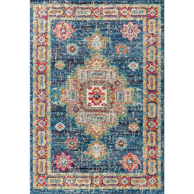 Bohemian Flair Boho Vintage Medallion 72"L x 48"W Area Rug - Navy/Red