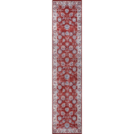 Modern Persian Vintage Moroccan 96"L x 26"W Runner Rug - Red/Ivory
