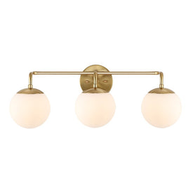 Louis Parisian Globe Three-Light LED Bathroom Vanity Fixture - Brass Gold