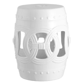 Lucky Coins Chinese Garden Stool - White