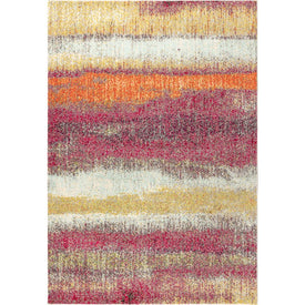 Contemporary POP Modern Abstract Vintage 120"L x 93"W Area Rug - Cream/Pink