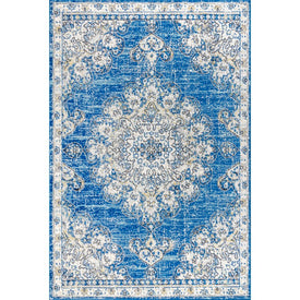 Bohemian Flair Boho Vintage Medallion 72"L x 48"W Area Rug - Blue/Cream