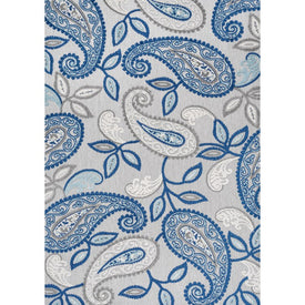 Julien Paisley High-Low 60"L x 36"W Indoor/Outdoor Area Rug - Blue/Light Gray