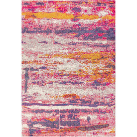 Contemporary POP Modern Abstract Brushstroke 60"L x 36"W Area Rug - Pink/Cream