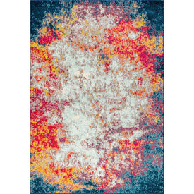 Contemporary POP Modern Abstract 60"L x 36"W Area Rug - Cream/Blue