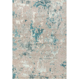 Contemporary POP Modern Abstract Vintage 91"L x 63"W Area Rug - Faded Blue/Gray