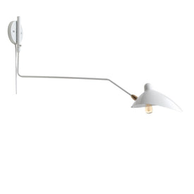Frank Single-Light LED Swing Arm Wall Sconce - White and Brass Gold