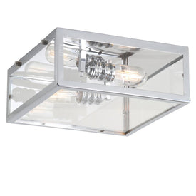 Grayson Two-Light Flush Mount Ceiling Fixture - Chrome and Clear