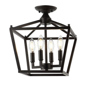 Plains Mini Lantern Four-Light LED Flush Mount Ceiling Fixture - Oil Rubbed Bronze
