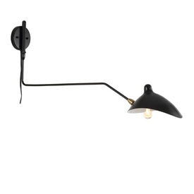 Frank Single-Light LED Swing Arm Wall Sconce - Black and Brass Gold