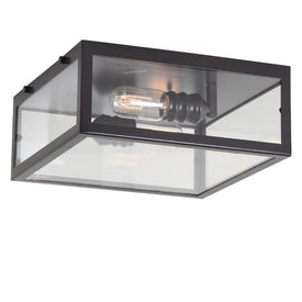 Grayson Two-Light Flush Mount Ceiling Fixture - Oil Rubbed Bronze and Clear