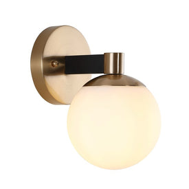 Modernist Globe Single-Light LED Bathroom Wall Sconce - Brass Gold and Black