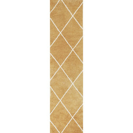 Cole Minimalist Diamond Trellis 120"L x 24"W Runner Rug - Gold/White