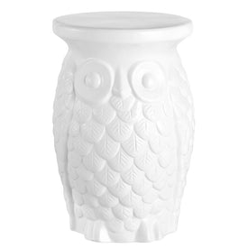 Groovy Owl Ceramic Garden Stool - White