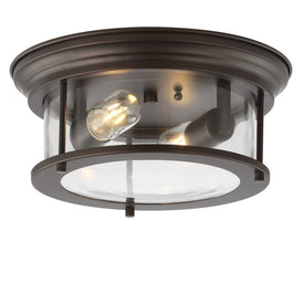 Lauren Two-Light LED Flush Mount Ceiling Fixture - Oil Rubbed Bronze and Clear