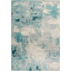Contemporary POP Modern Abstract Vintage 60"L x 36"W Area Rug - Cream/Blue