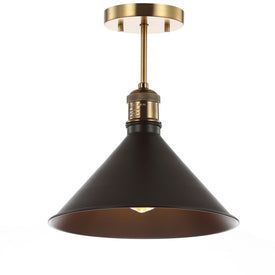 Nick Single-Light Semi-Flush Mount Ceiling Fixture - Oil Rubbed Bronze and Brass Gold
